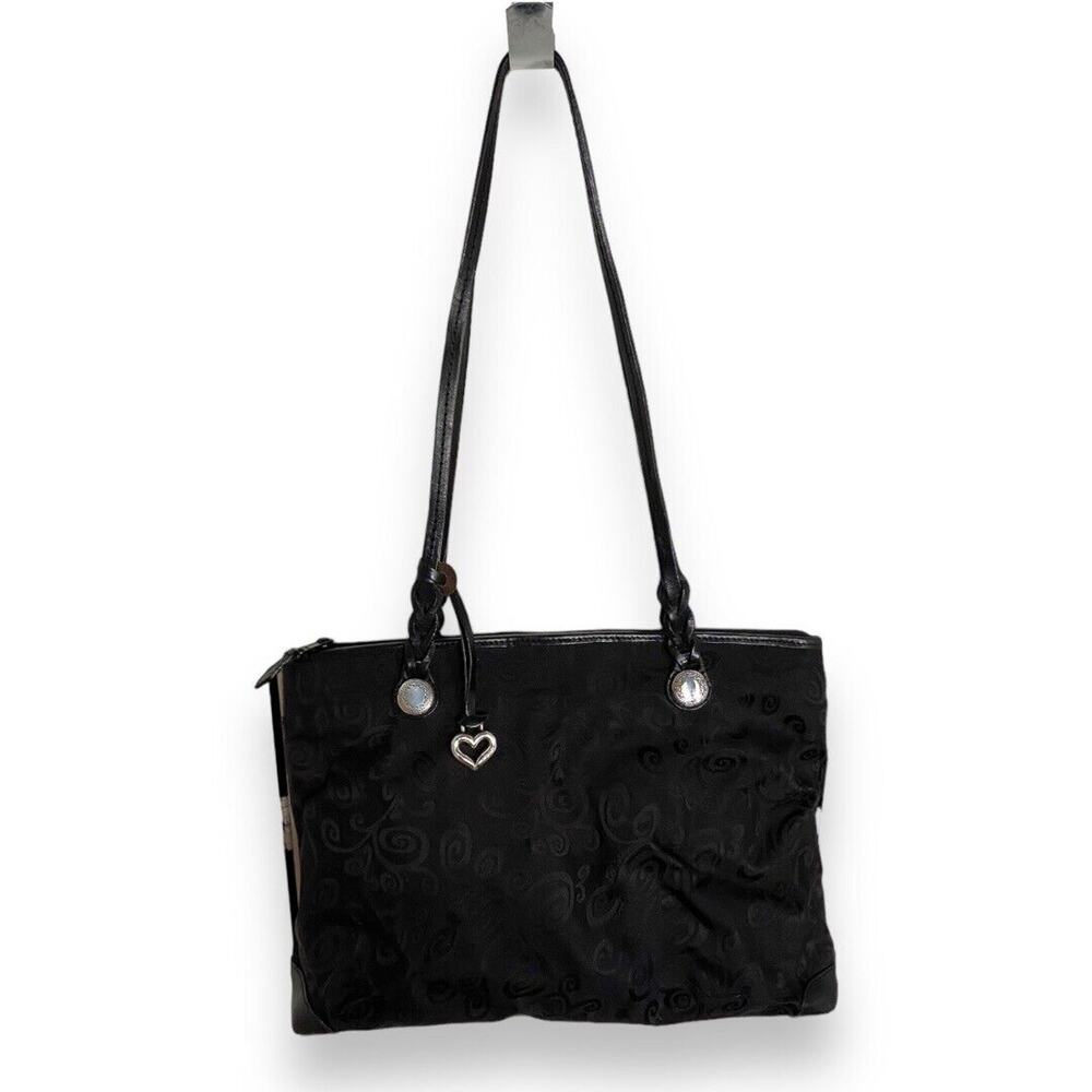 Brighton Womens Shoulder Bag Mevelyn Black Signature Jacquard Leather